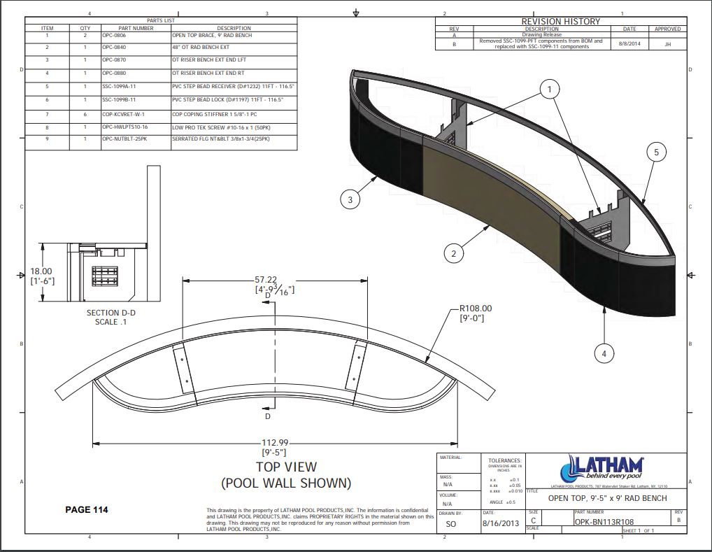 9' Radius Polymer Bench (9'5" Total Width)